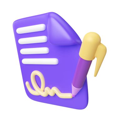 This is Signature 3D Render Illustration Icon, high resolution jpg file, isolated on a white background