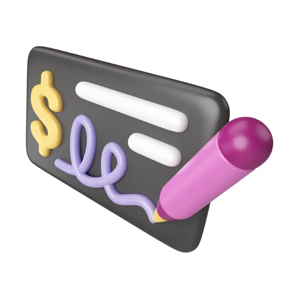 This is Check Money 3D Render Illustration Icon, high resolution jpg file, isolated on a white background
