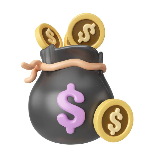 Money Bag Render Illustration Icon High Resolution Jpg File Isolated — Stockfoto