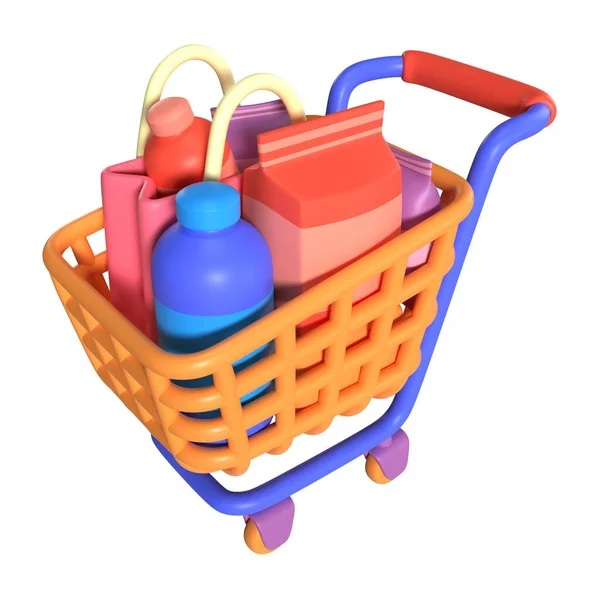 Shopping Cart Full Render Illustration Icon High Resolution Jpg File — Stock Photo, Image