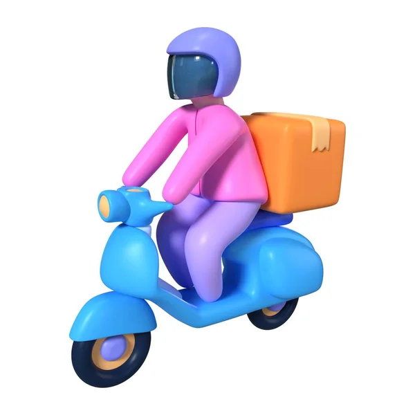 Ici Motorcycle Courier Render Illustration Icône Fichier Jpg Haute Résolution — Photo