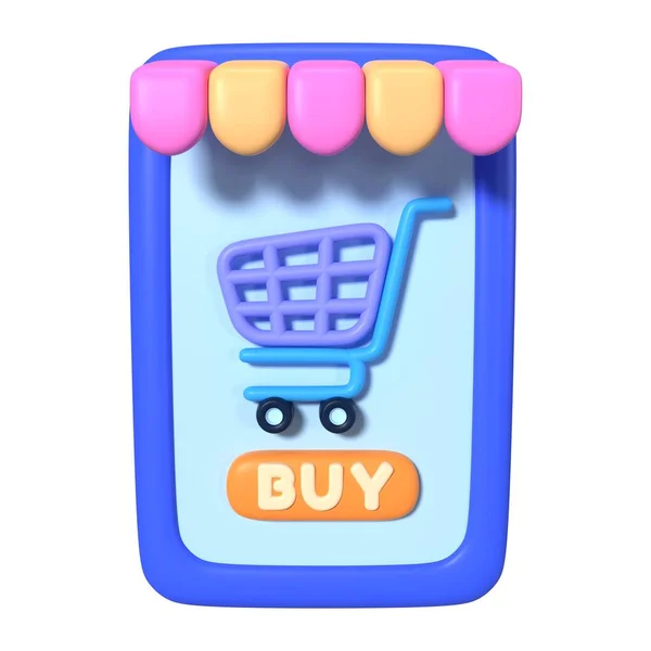 Jest Mobile Shopping Render Ikona Ilustracji Wysokiej Rozdzielczości Plik Jpg — Zdjęcie stockowe
