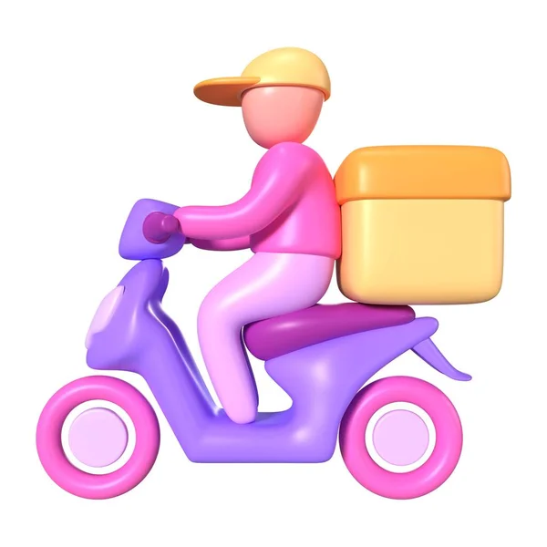 This is Motorcycle Courier 3D Render Illustration Icon, high resolution jpg file, isolated on a white background