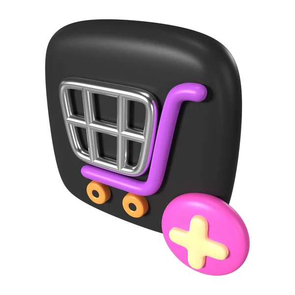 Add Cart Render Illustration Icon High Resolution Jpg File Isolated — Stock Photo, Image