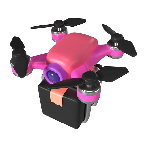 Detta Drone Courier Render Illustration Ikon Högupplöst Jpg Fil Isolerad — Stockfoto