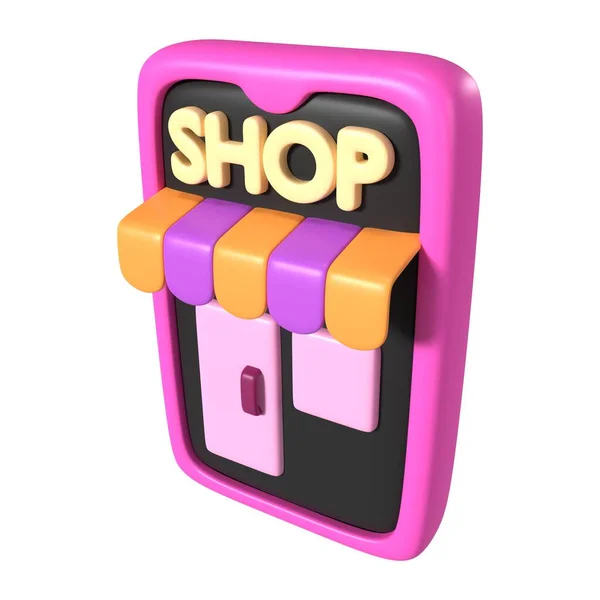 Mobile Shopping Render Illustration Icon High Resolution Jpg File Isolated — Stock Photo, Image