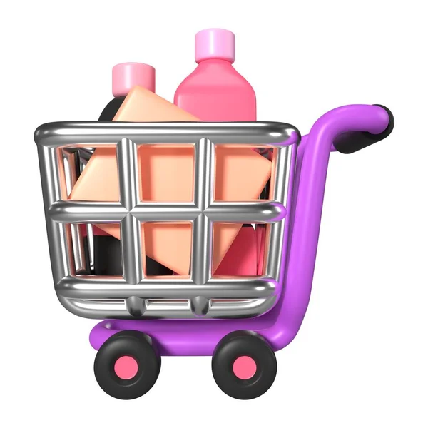 Shopping Cart Full Render Illustration Icon High Resolution Jpg File — Stock Photo, Image