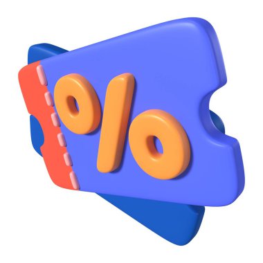 Bu Coupon 3D Render Illustration Simgesi, yüksek çözünürlüklü jpg dosyası, beyaz arkaplanda izole edilmiş