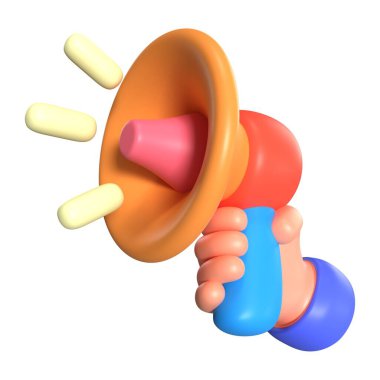 Burası Promosyon Sözcüsü 3D Render İllüstrasyon Simgesi, yüksek çözünürlüklü jpg dosyası, beyaz arkaplanda izole edilmiş.