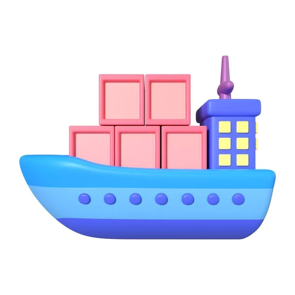 Cargo Ship Render Illustration Icon High Resolution Jpg File Isolated — Stock Photo, Image