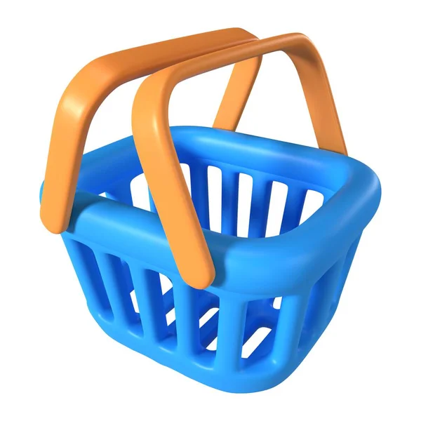 Shopping Basket Empty Render Icon Файл Высоком Разрешении Выделенный Белом — стоковое фото