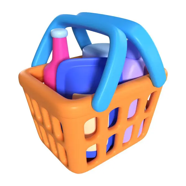 Shopping Basket Full Render Illustration Icon High Resolution Jpg File — Stock Photo, Image