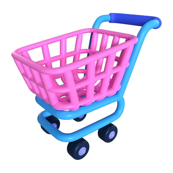 이것은 Empty Shopping Cart Render Illustration Icon 고해상도 Jpg 배경에 — 스톡 사진