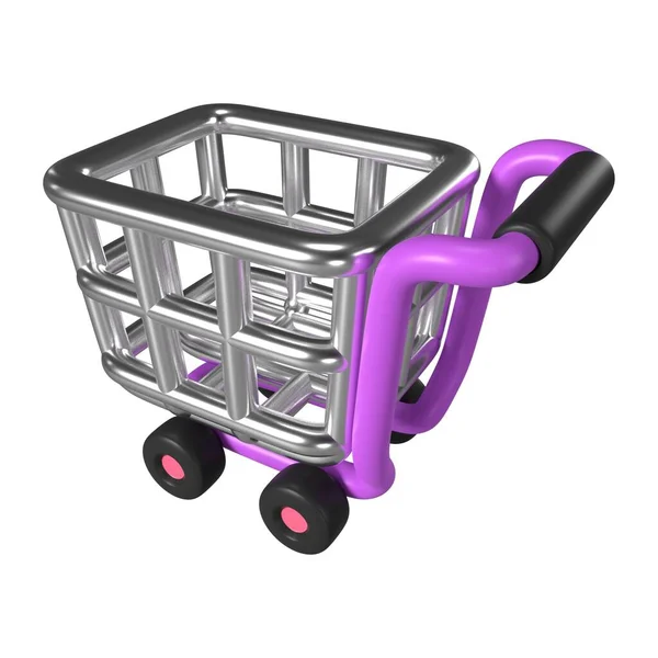 Трехмерная Иконка Shopping Cart Render Высоким Разрешением Выделенная Белом Фоне — стоковое фото