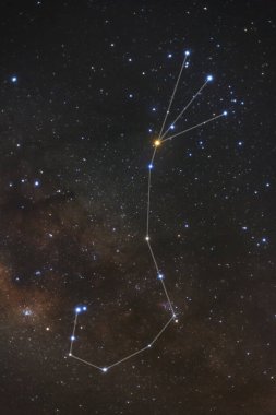 Akrep takımyıldızı yönünde bulunan ve uzun pozlama fotoğraf, tahıl ile Samanyolu galaksinin Merkezi