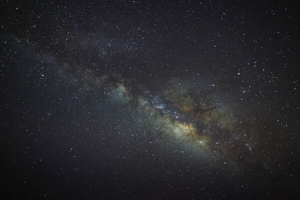 Milky way galaxy. Long exposure photograph.With grain