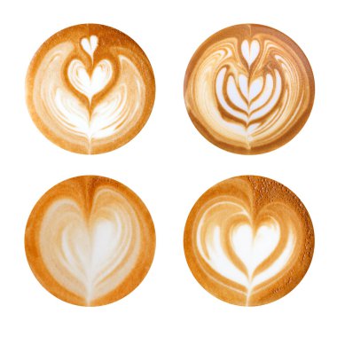 Latte sanat kalbi beyaz arkaplanda şekillenir