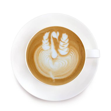 Üstten Görünüm latte sanat üzerinde beyaz adam kahve