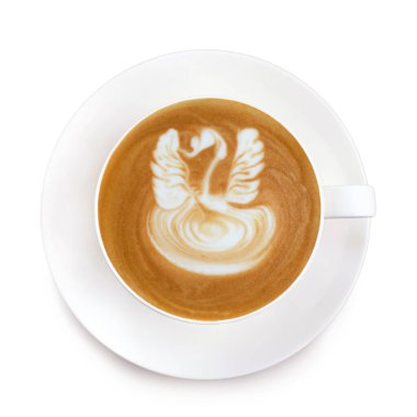 Üstten Görünüm latte sanat üzerinde beyaz adam kahve