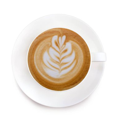 Üstten Görünüm latte sanat üzerinde beyaz adam kahve