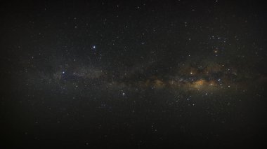 Evrende yıldızlar ve uzay tozuyla Panorama Samanyolu Galaksisi. Yüksek çözünürlük