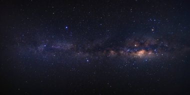 Evrende yıldızlar ve uzay tozuyla Panorama Samanyolu Galaksisi. Yüksek çözünürlük