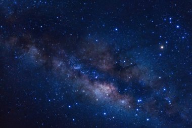 Samanyolu yıldız ve evrendeki, uzun pozlama fotoğraf, tahıl ile uzay tozu ile.