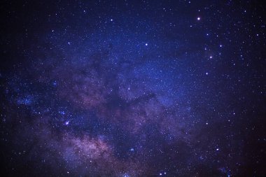 Samanyolu, uzun pozlama fotoğraf, tahıl ile yakın çekim