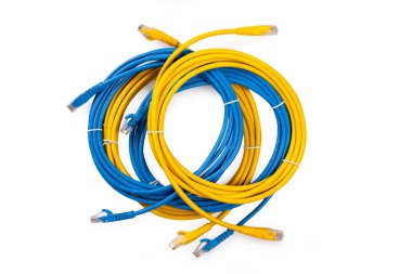 Kalıplı RJ45 dolgusu olan Sarı ve Mavi Ağ Kablosu 