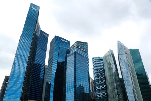 Marina Bay Singapore Februari 2023 Het Uitzicht Hoge Moderne Gebouwen — Stockfoto