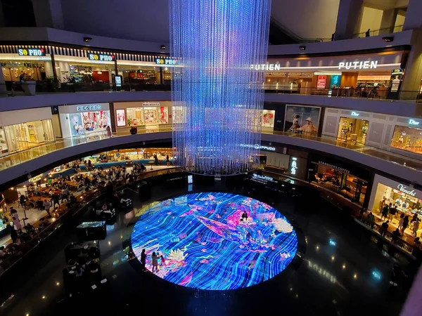 Marina Bay Singapore Februari 2023 Den Ljusa Interaktiva Displayen Runt — Stockfoto
