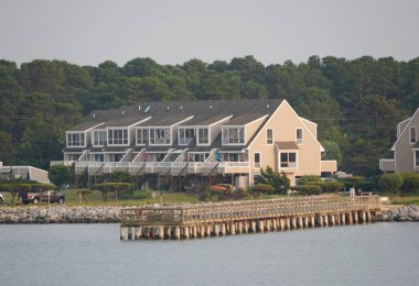 Lewes, Delaware, ABD - 18 Haziran 2023 Özel bir rıhtım manzarası