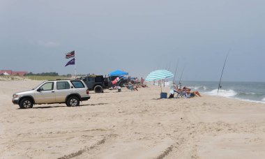 Rehoboth Beach, Delaware, ABD - 12 Ağustos 2023 - Cape Henlopen State Park ve Gordon 's Pond plajı manzarası
