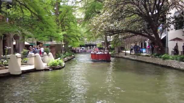 San Antonio Texas Aprile 2024 Colore Rosso Rio River Boat — Video Stock