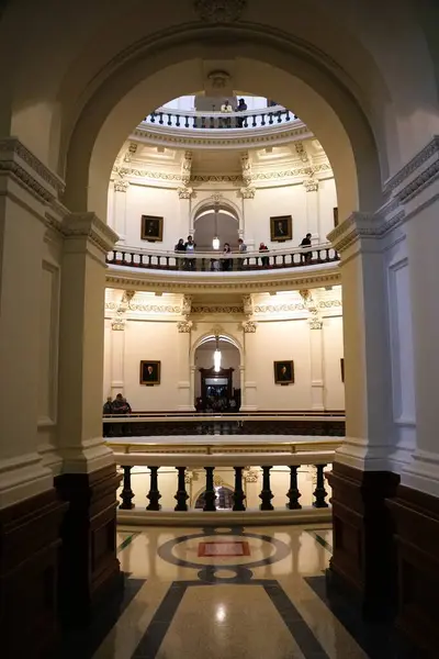 stock image Austin, Texas, U.S.A - April 9, 2024 - The view of multiple floors and levels via the arch corridor inside of the Texas State Capitol building