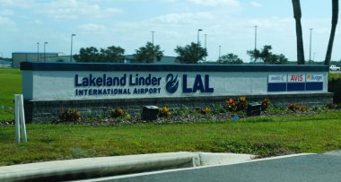 Florida, U.S.A- November 14, 2024 - The entrance sign into Lakeland Linder International Airport clipart