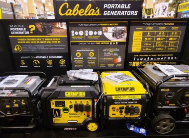 Newark, Delaware, U.S.A - November 7, 2024 - The Champion brand of Portable generators on sale at Cabela's clipart