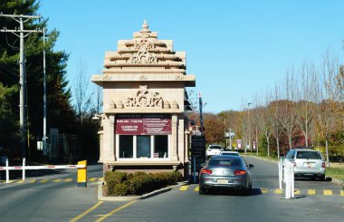 Robbinsville, New Jersey, U.S.A - November 9, 2024 - The guard and entrance into BAPS Swaminarayan Akshardham temple clipart