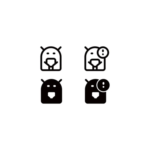 Problema Bot Sistema Androide Icono Logotipo Ilustración — Archivo Imágenes Vectoriales