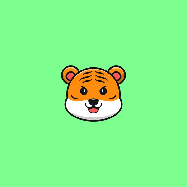 Niedlichen Kopf Tiger Charakter Cartoon Illustration — Stockvektor