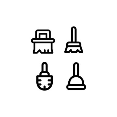 Brush Cleaning floor toilet bathroom Icon, Logo, and illustration Vector