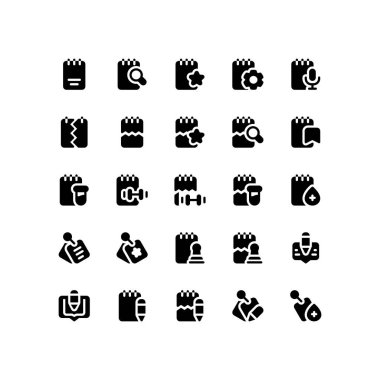 Not seti yapışkan kabartma biçim simgesi ve illüstrasyon - vektör