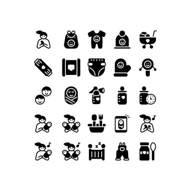 Bir grup bebek çocuk simgesi, logo ve illüstrasyon vektörü