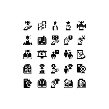 Akıl hocalığı ve eğitim glifleri simgesi, logo ve illüstrasyon vektörü