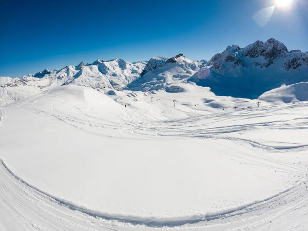 Condições Espetaculares Esqui Com Neve Fresca Pronta Para Esquiar Arlberg — Fotografia de Stock