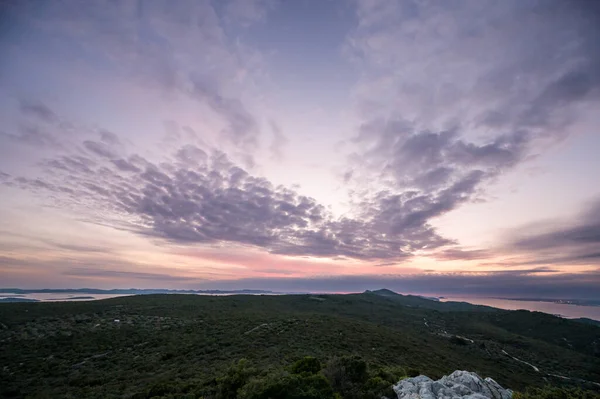 ダルマチアの真珠島パスマンの壮大な夕日 クロアチアの島イドリックの夏の目的地 — ストック写真