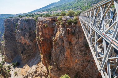 Köprü, bungee jumping, güneş, Aradena köprüsü, Yunanistan, Girit adası, geniş açılı mercek