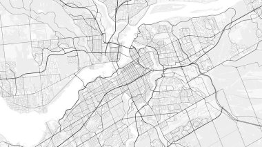 Ottawa Şehir Haritası. Baskı, duvar kâğıdı, ev ve ofis dekorasyonu için minimalist siyah beyaz çizgili sanat posteri