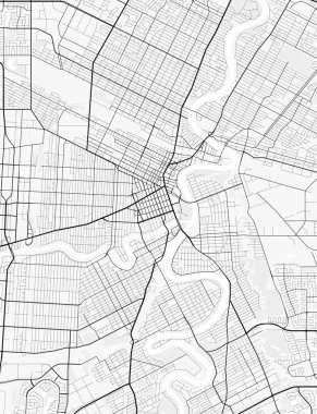 Winnipeg Şehir Haritası. Baskı, duvar kâğıdı, ev ve ofis dekorasyonu için minimalist siyah beyaz çizgili sanat posteri