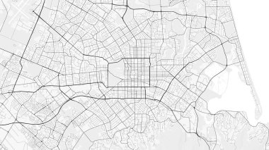 Christchurch Şehir Haritası. Baskı, duvar kâğıdı, ev ve ofis dekorasyonu için minimalist siyah beyaz çizgili sanat posteri